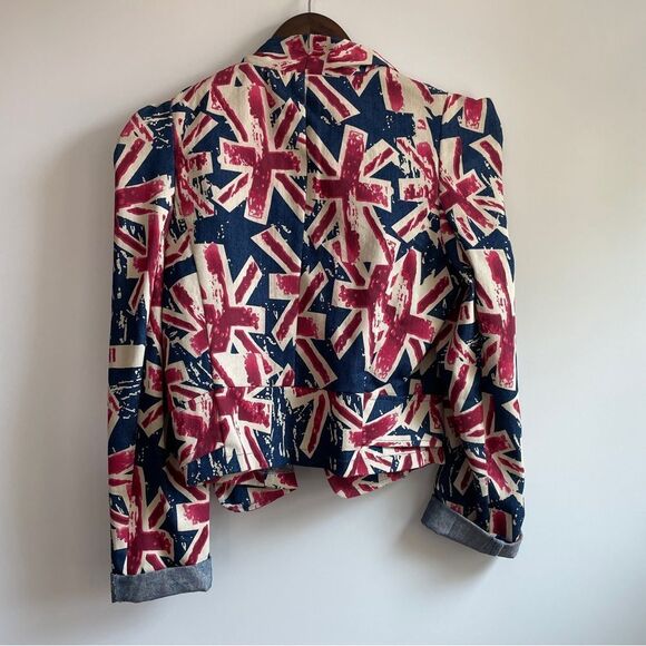CALS Union Jack Patterned Red, White & Blue Denim Jacket Size S - Picture 2 of 8